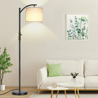 ROTTOGOON Dimmable Arc Floor Lamp – Stepless 0-100% Dimming, Linen Shade, Tall Modern Lamp