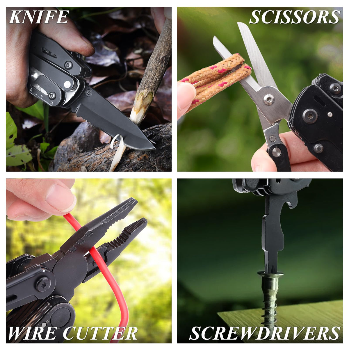 RoverTac 18-in-1 Multitool Pocket Knife with Pliers, Saw, Detachable Scissors & 9 Bits
