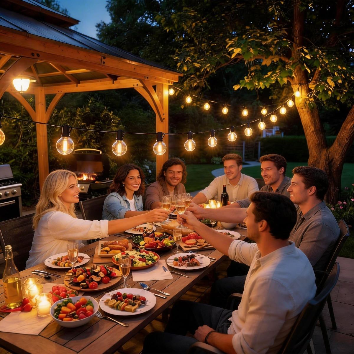 RTTY Outdoor String Lights 50 ft – Waterproof G40 LED, Dimmable & Connectable Globe Lighting for Patio