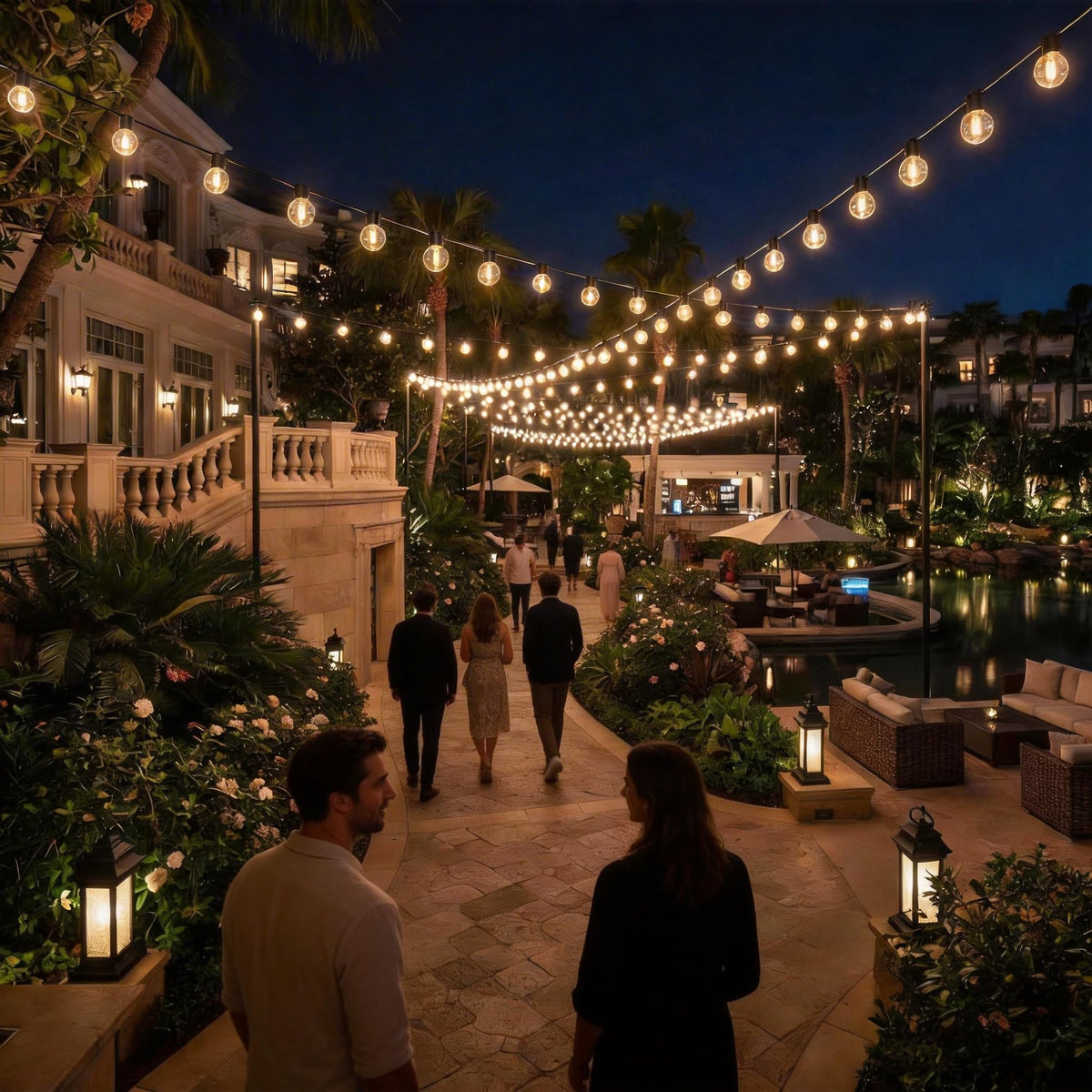 RTTY 200 ft Outdoor String Lights | Waterproof G40 LED, Dimmable & Connectable Globe Lighting for Backyard, Café, Bistro