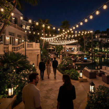 RTTY 200 ft Outdoor String Lights | Waterproof G40 LED, Dimmable & Connectable Globe Lighting for Backyard, Café, Bistro