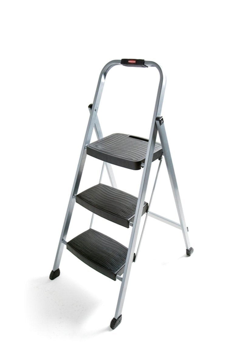 Rubbermaid 3-Step Steel Stool – Lightweight Foldable, ANSI Type 3, 200 lb Capacity