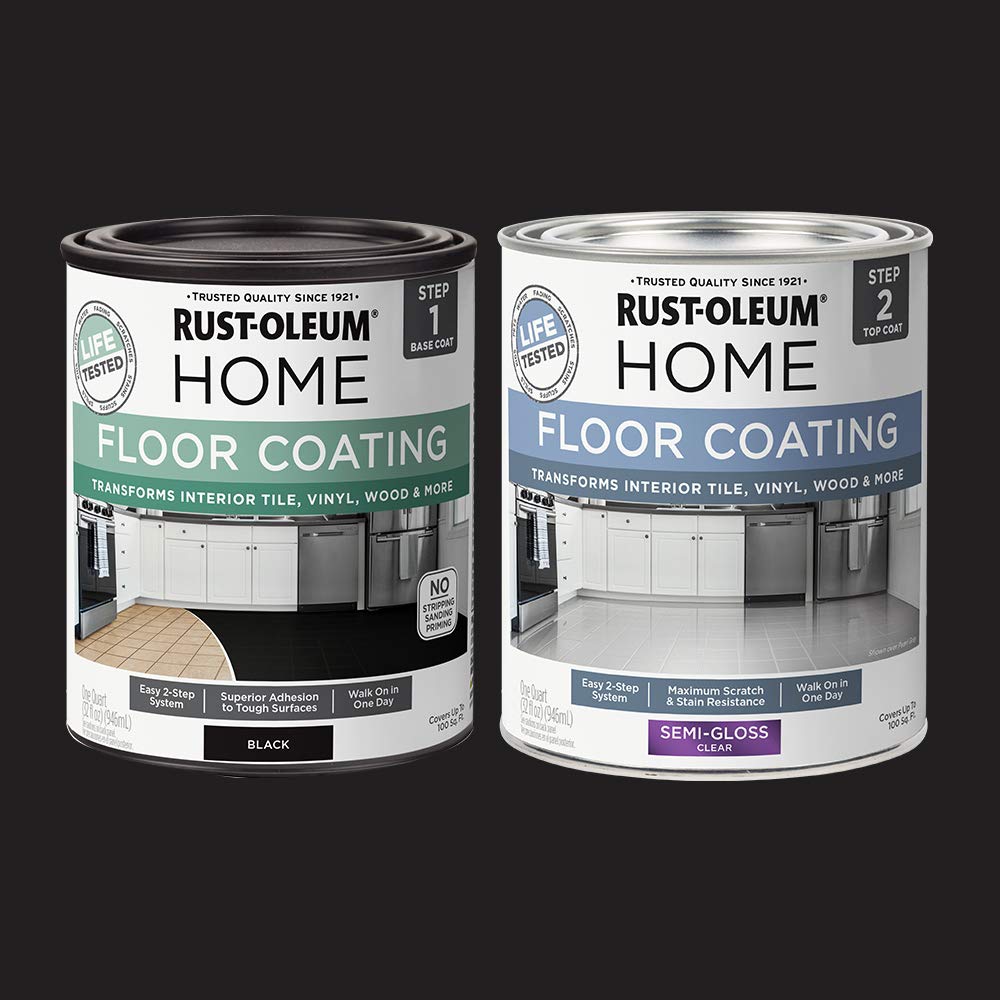 Rust-Oleum Home Interior Floor Coating Kit – Semi-Gloss Black (Two-Part System)