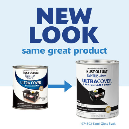 Rust-Oleum Painter's Touch Latex Paint, Quart, Semi-Gloss Black, 32 oz (Pack of 1)