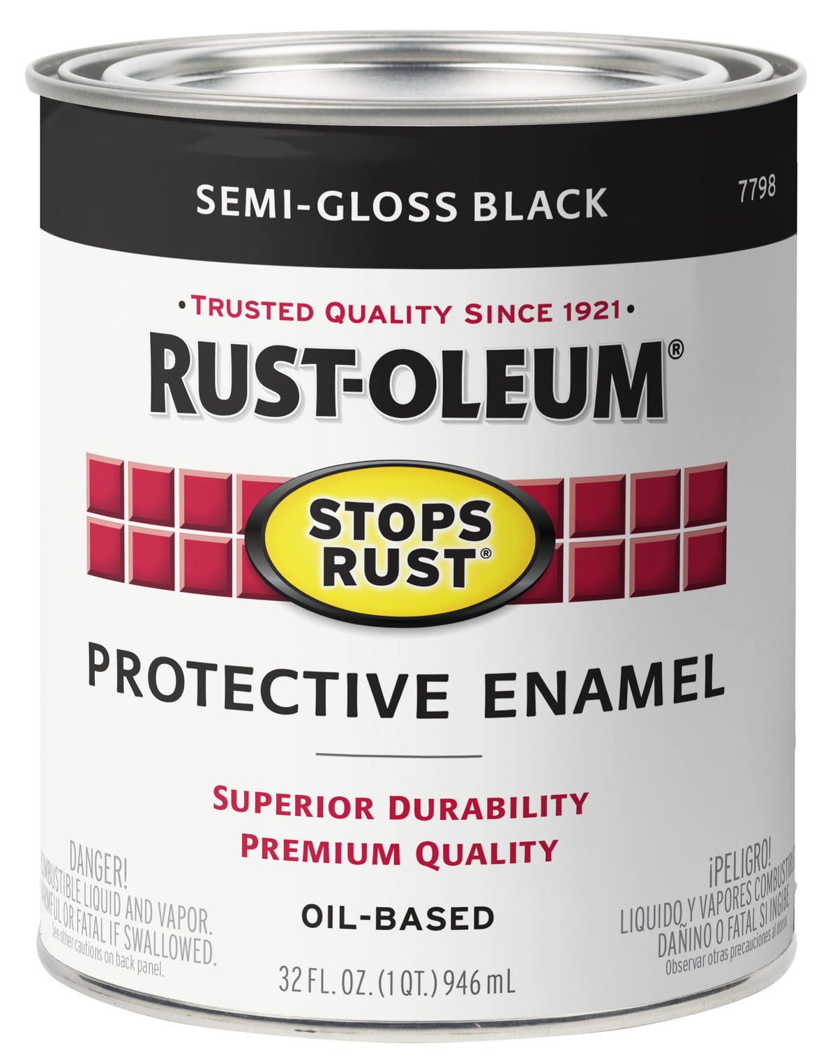 Rust-Oleum Stops Rust Brush On Paint, Quart – Semi-Gloss Black