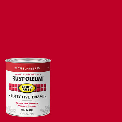 Rust-Oleum Stops Rust Brush-On Paint, Quart – Sunrise Red, Gloss Finish