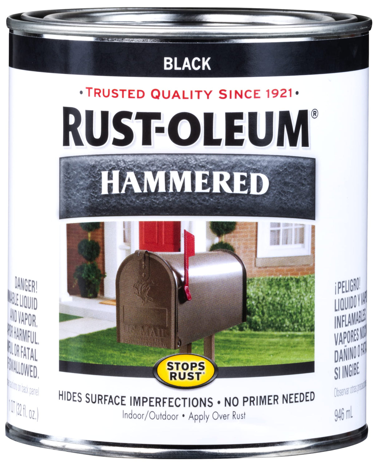 Rust-Oleum Stops Rust Hammered Finish Paint – Quart, Black | Durable Rust Protection