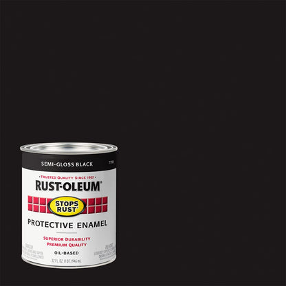 Rust-Oleum Stops Rust Brush On Paint, Quart – Semi-Gloss Black