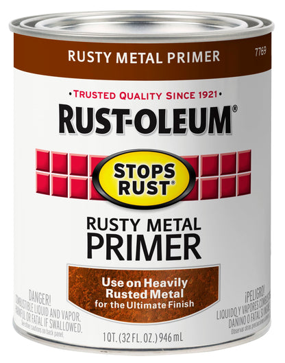 Rust-Oleum Stops Rust Rusty Metal Primer – 1 Quart, Flat Brown | Heavy-Duty Rust Prevention