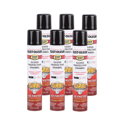 Rust-Oleum Stops Rust Turbo Spray System 24 oz Gloss Black – 6 Pack