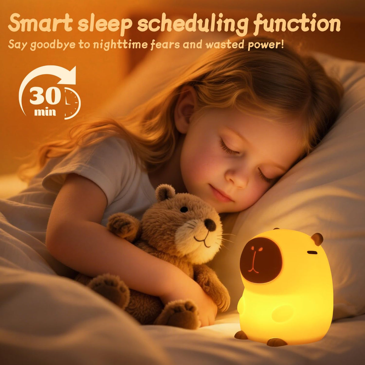 Rytinazzz Capybara Night Light — 50-Hour Battery, Pat-Control, USB Rechargeable