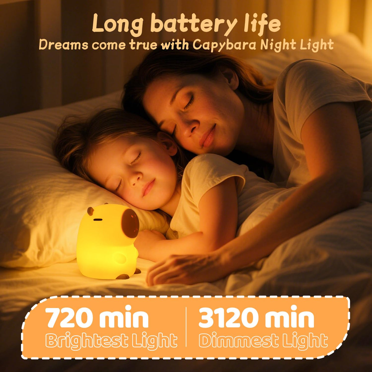 Rytinazzz Capybara Night Light — 50-Hour Battery, Pat-Control, USB Rechargeable