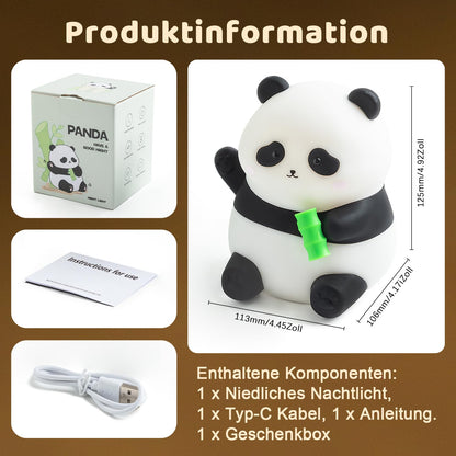Rytinazzz Panda Night Light – 50-Hour Battery, Pat-Control Brightness, Silicone Nursery Lamp