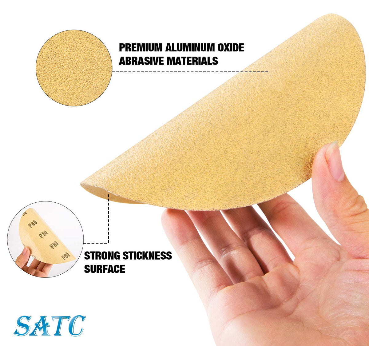 S SATC 100 PCS PSA Sanding Discs 6-Inch 80 Grit – Adhesive Backed Aluminum Oxide