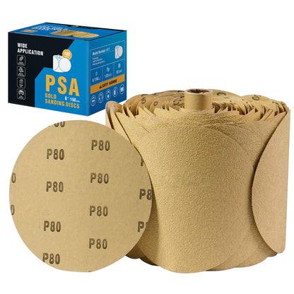 S SATC 100 PCS PSA Sanding Discs 6-Inch 80 Grit – Adhesive Backed Aluminum Oxide