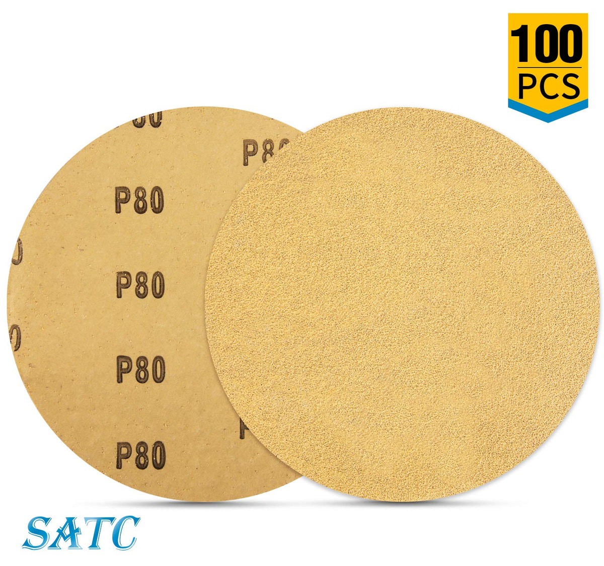 S SATC 100 PCS PSA Sanding Discs 6-Inch 80 Grit – Adhesive Backed Aluminum Oxide