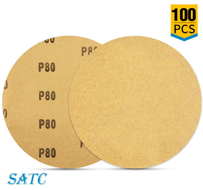 S SATC 100 PCS PSA Sanding Discs 6-Inch 80 Grit – Adhesive Backed Aluminum Oxide