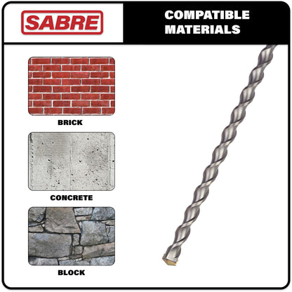 Sabre Tools 8-Piece SDS Plus Drill Bit Set – Carbide Tipped for Brick, Stone, Concrete