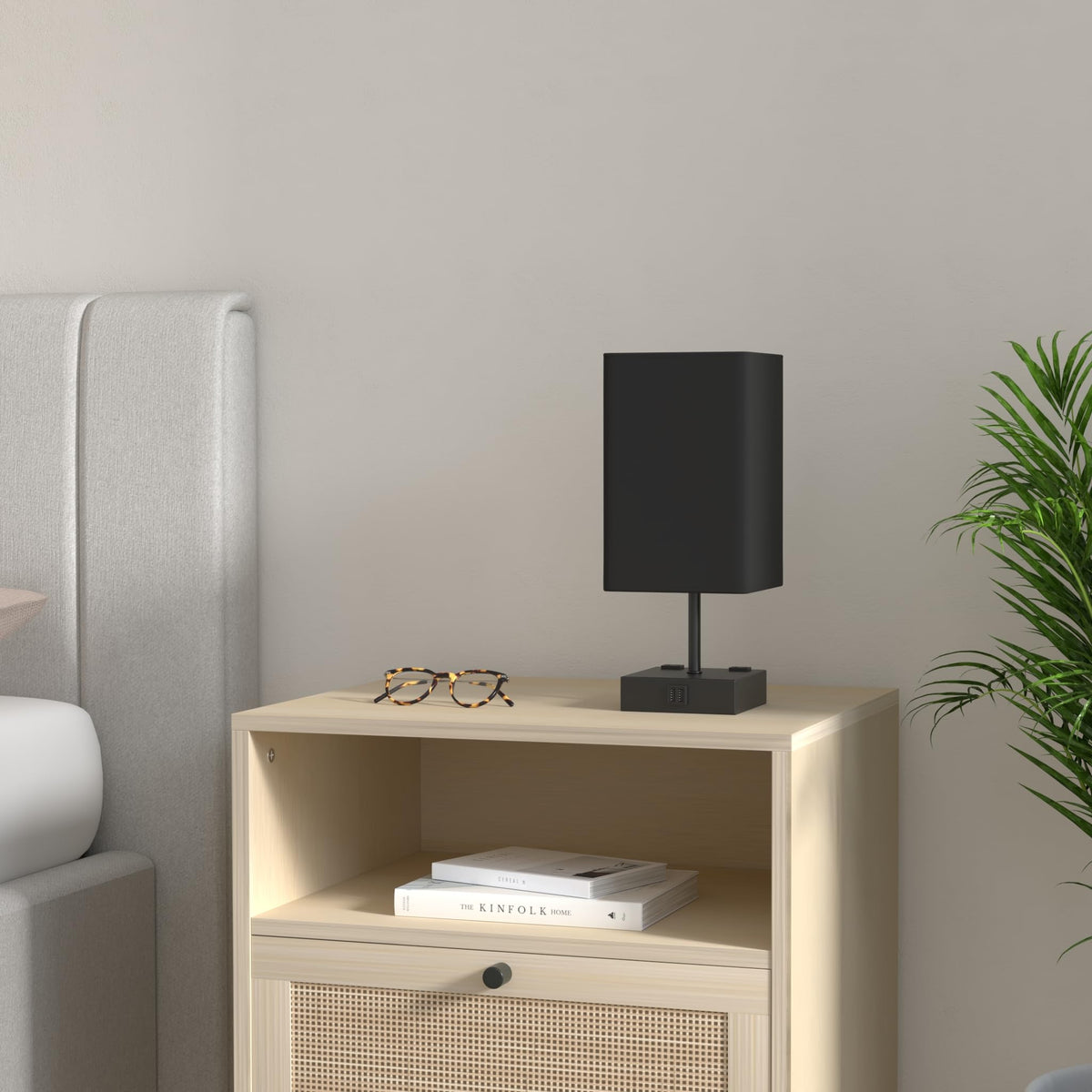 Sailstar Table Lamp for Bedroom | 3-Way Dimmable Touch, USB-C & USB-A, Black Nightstand Lamp
