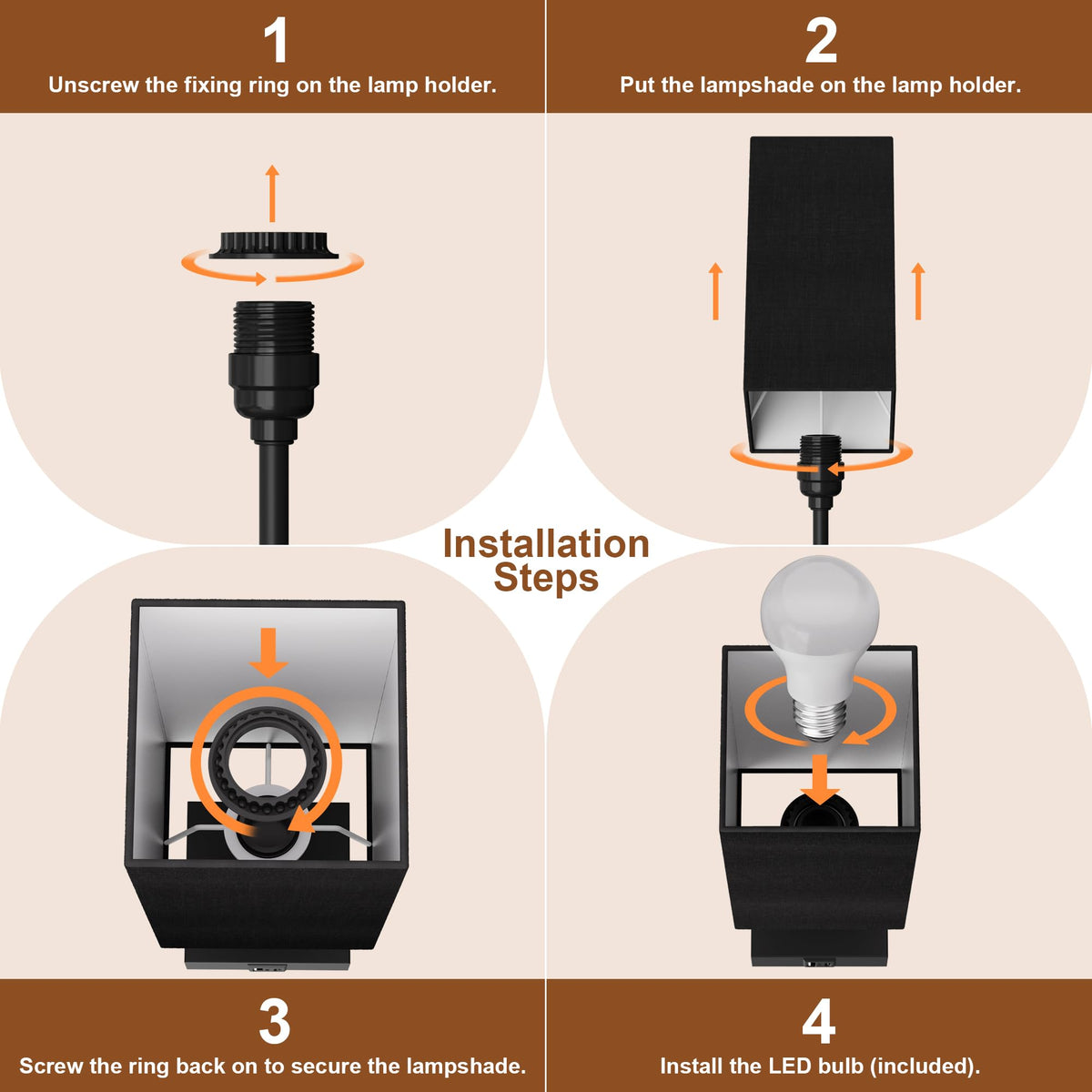 Sailstar Table Lamp for Bedroom | 3-Way Dimmable Touch, USB-C & USB-A, Black Nightstand Lamp