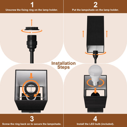 Sailstar Table Lamp for Bedroom | 3-Way Dimmable Touch, USB-C & USB-A, Black Nightstand Lamp