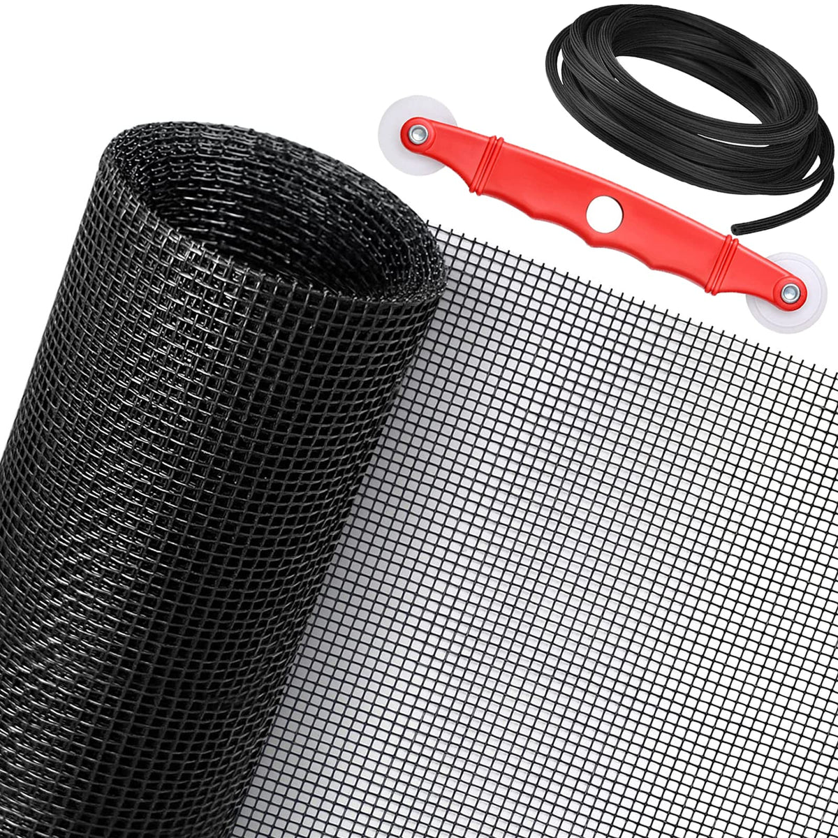 SAKURRY Window Screen Replacement Kit 48x118 Fiberglass Mesh with Rolling Tool & Spline