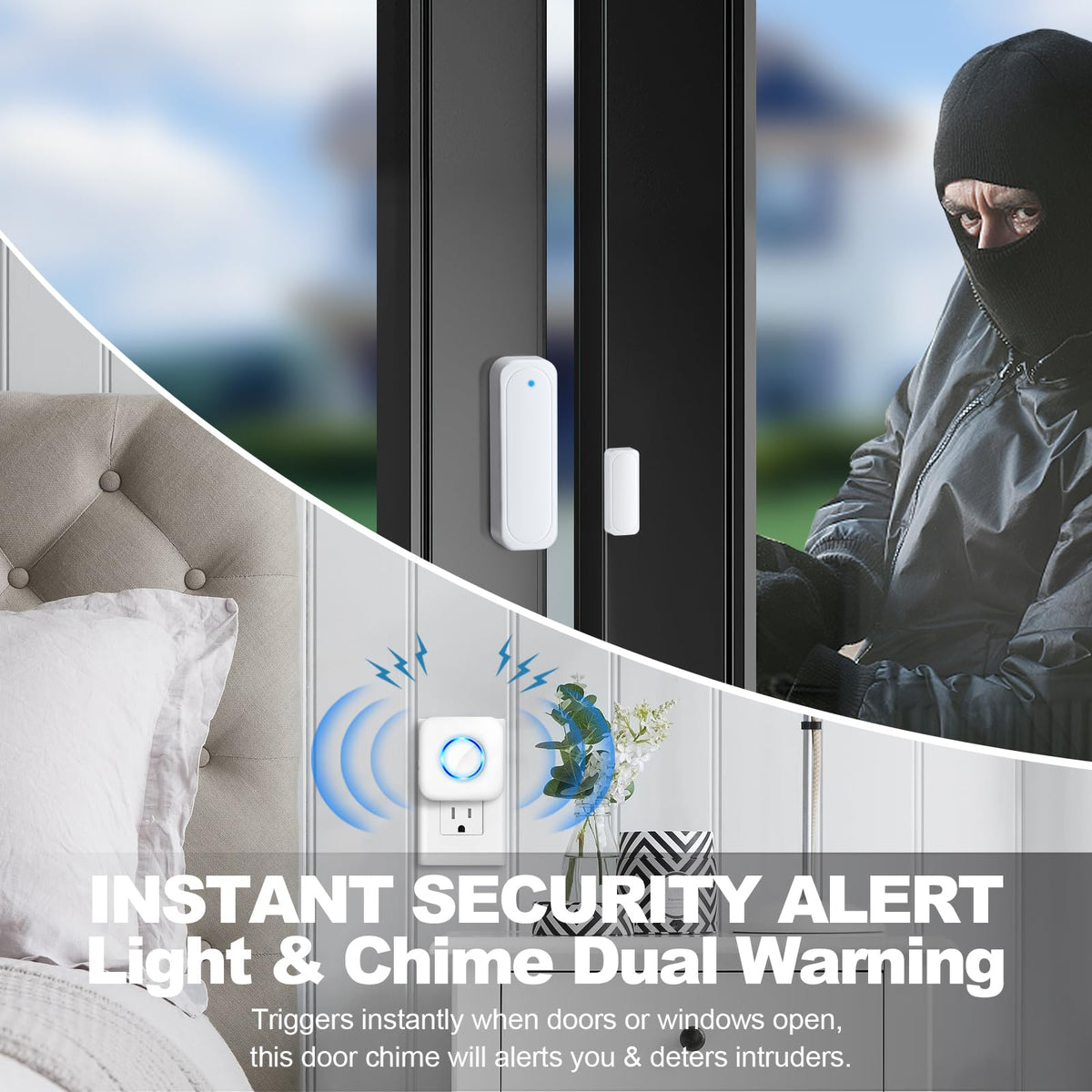 Door Chime Wireless Alarm by Satisure – 600ft Range, 58 Chimes, 5 Volume Levels