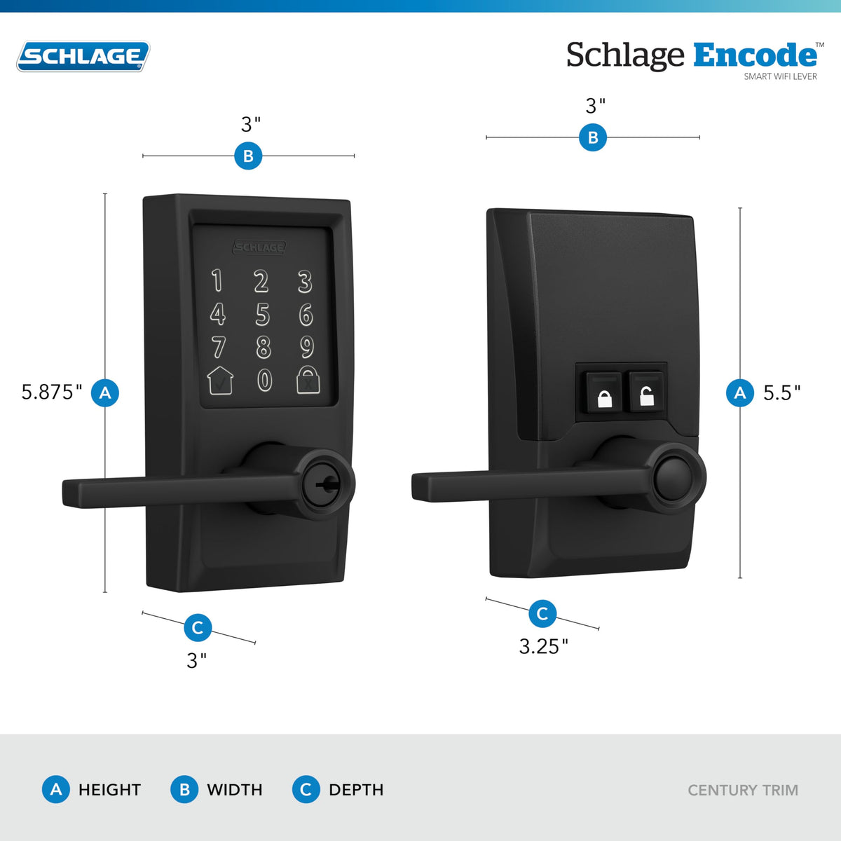Schlage Encode Smart WiFi Lever Lock – Touchscreen Keyless Entry, App Control, Alexa & Google Home