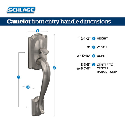 Schlage FE285 CAM 716 GEO Camelot Front Entry Handleset – Aged Bronze