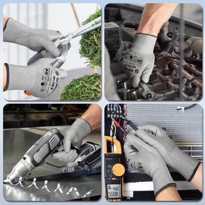 Schwer ANSI A6/A7 Cut Resistant Gloves – 3 Pairs with Touchscreen Support and Durable PU Coating