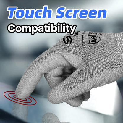 Schwer ANSI A6/A7 Cut Resistant Gloves – 3 Pairs with Touchscreen Support and Durable PU Coating