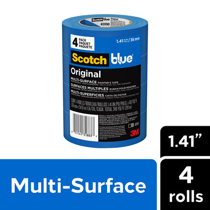 ScotchBlue Painter's Tape Multi-Use 1.41in x 60yd - 4-Roll Pack