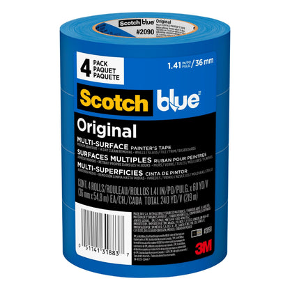 ScotchBlue Painter's Tape Multi-Use 1.41in x 60yd - 4-Roll Pack