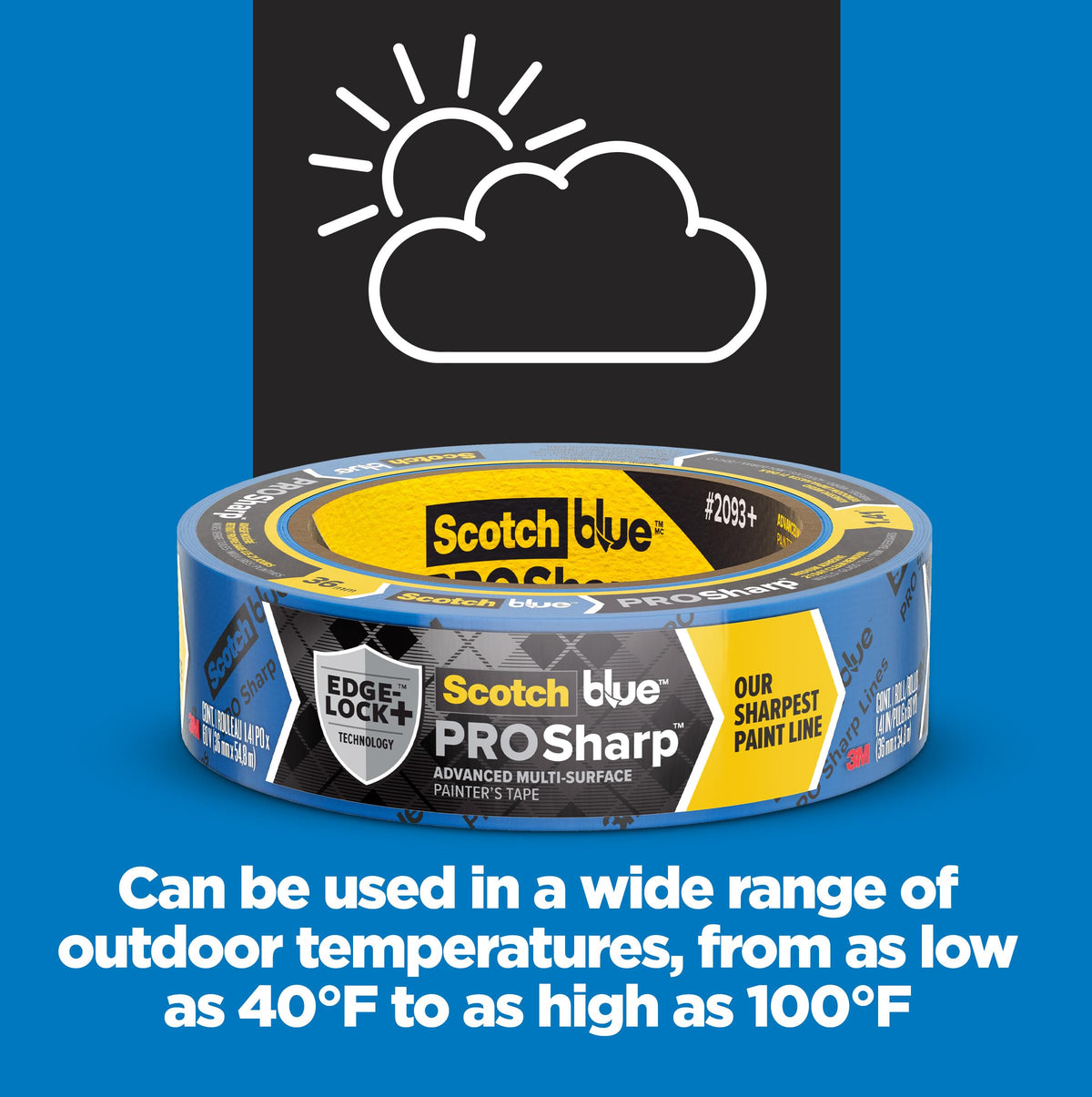 ScotchBlue PROSharp Painter's Tape 2-Inch x 60-Yard (3 Rolls) – Edge-Lock+ for Crisper Lines
