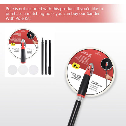 SCOTTCHEN 9-Inch Round Drywall Sander with Pole Compatibility & 3 Grit Discs (80/100/150)