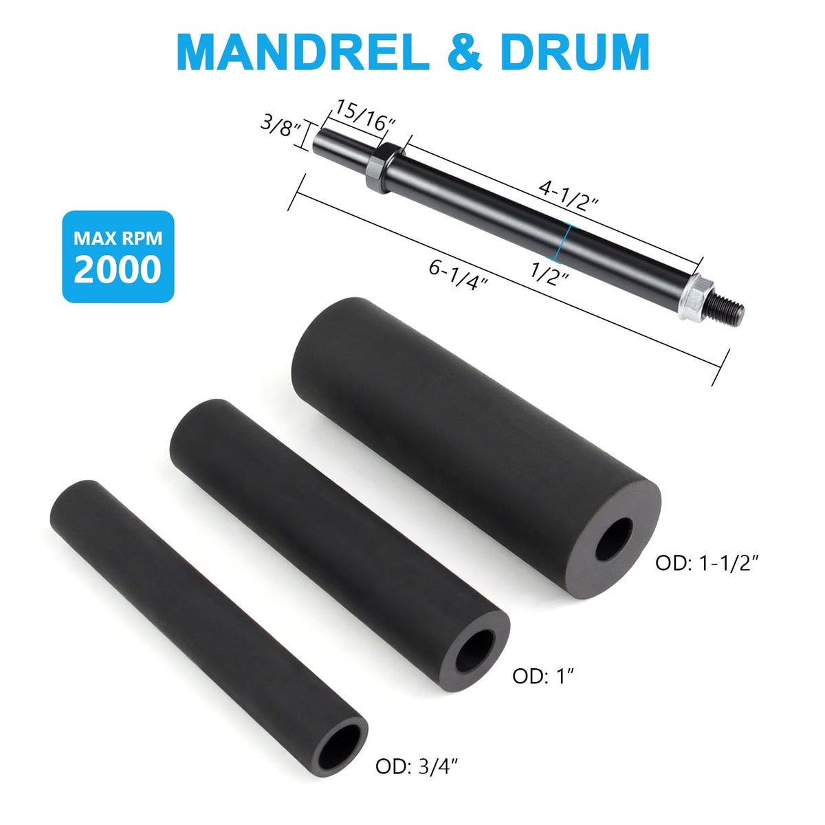 Scottchen PRO Spindle Sander Adaptor Kit — 4-1/2 inch Drum, Rubber Drums, Grit Sleeves