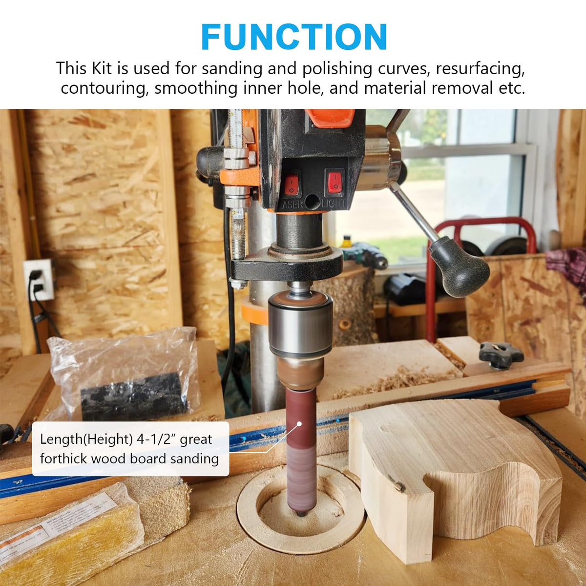 Scottchen PRO Spindle Sander Adaptor Kit — 4-1/2 inch Drum, Rubber Drums, Grit Sleeves