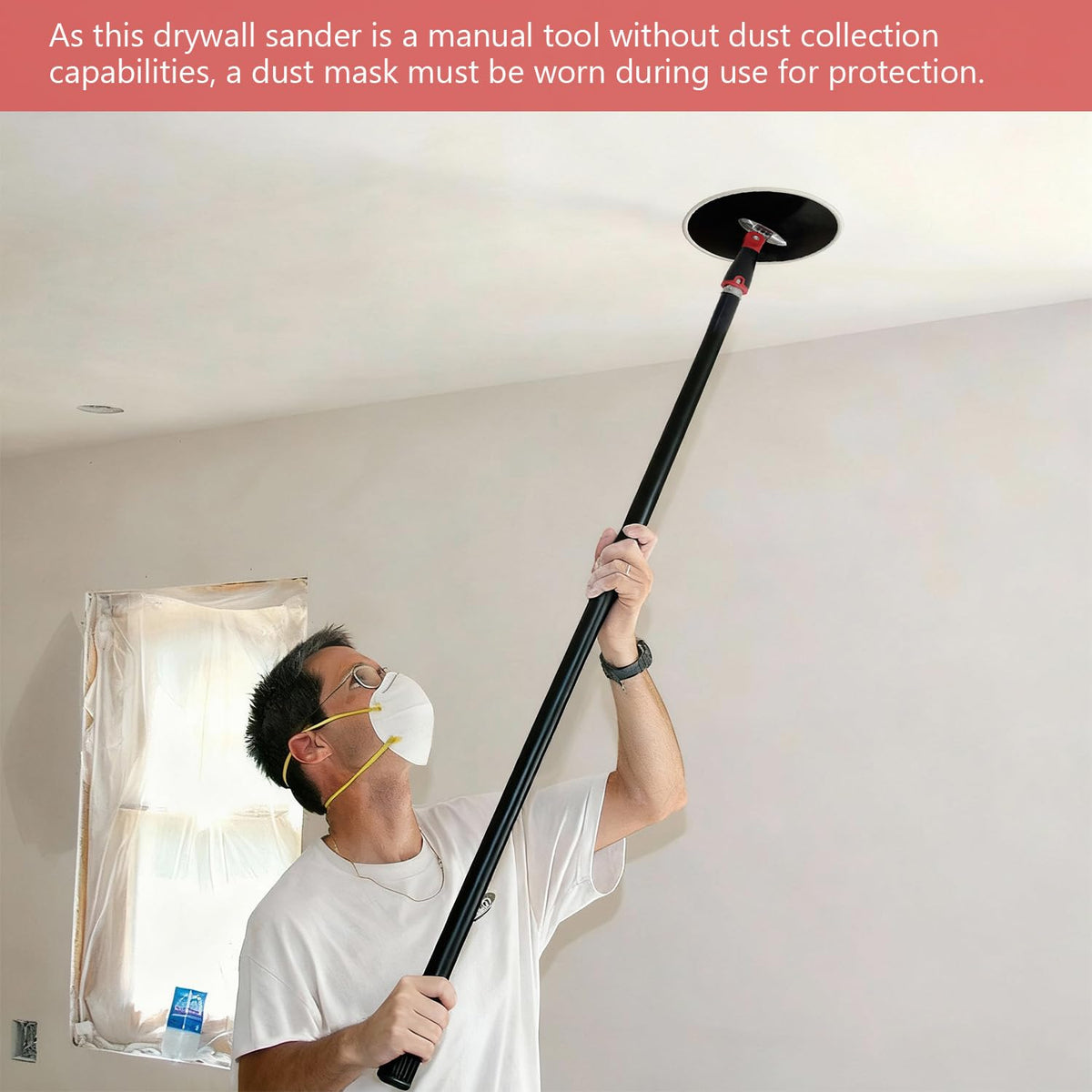 SCOTTCHEN 9-Inch Round Drywall Sander with Pole Compatibility & 3 Grit Discs (80/100/150)