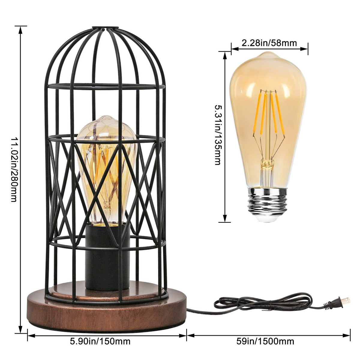 Seaside Village Touch-Control Table Lamp | 3-Way Dimmable Industrial Bedside Lamp