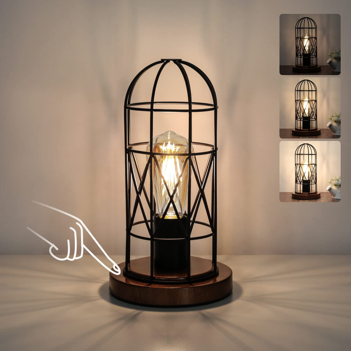 Seaside Village Touch-Control Table Lamp | 3-Way Dimmable Industrial Bedside Lamp