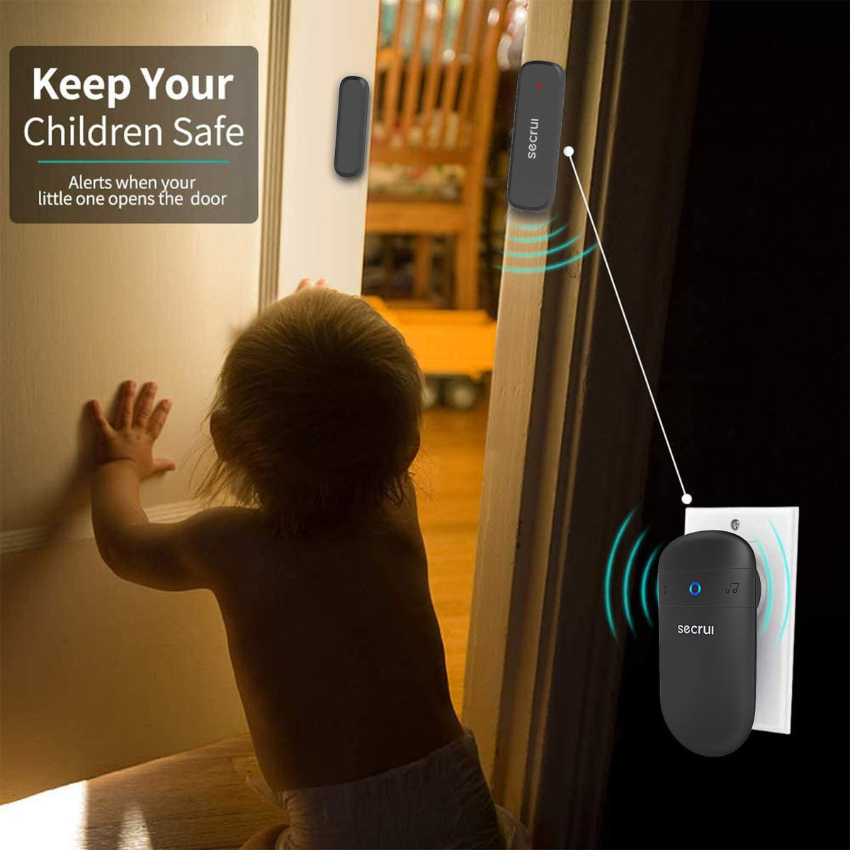 SECRUI Door Chime M508+D7 – Adjustable Volume, 400 ft Range, 52 Chimes, Easy Install