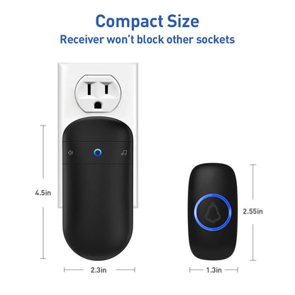 SECRUI Wireless Doorbell – 1000ft Range, 2 Plug-In Receivers, Waterproof Push Button, 52 Chimes, 110dB