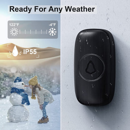 SECRUI Wireless Doorbell – 1000ft Range, 2 Plug-In Receivers, Waterproof Push Button, 52 Chimes, 110dB
