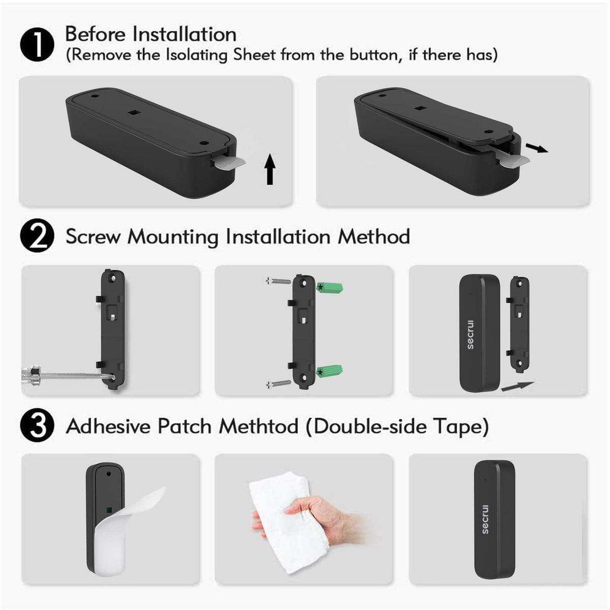 SECRUI Door Chime M508+D7 – Adjustable Volume, 400 ft Range, 52 Chimes, Easy Install
