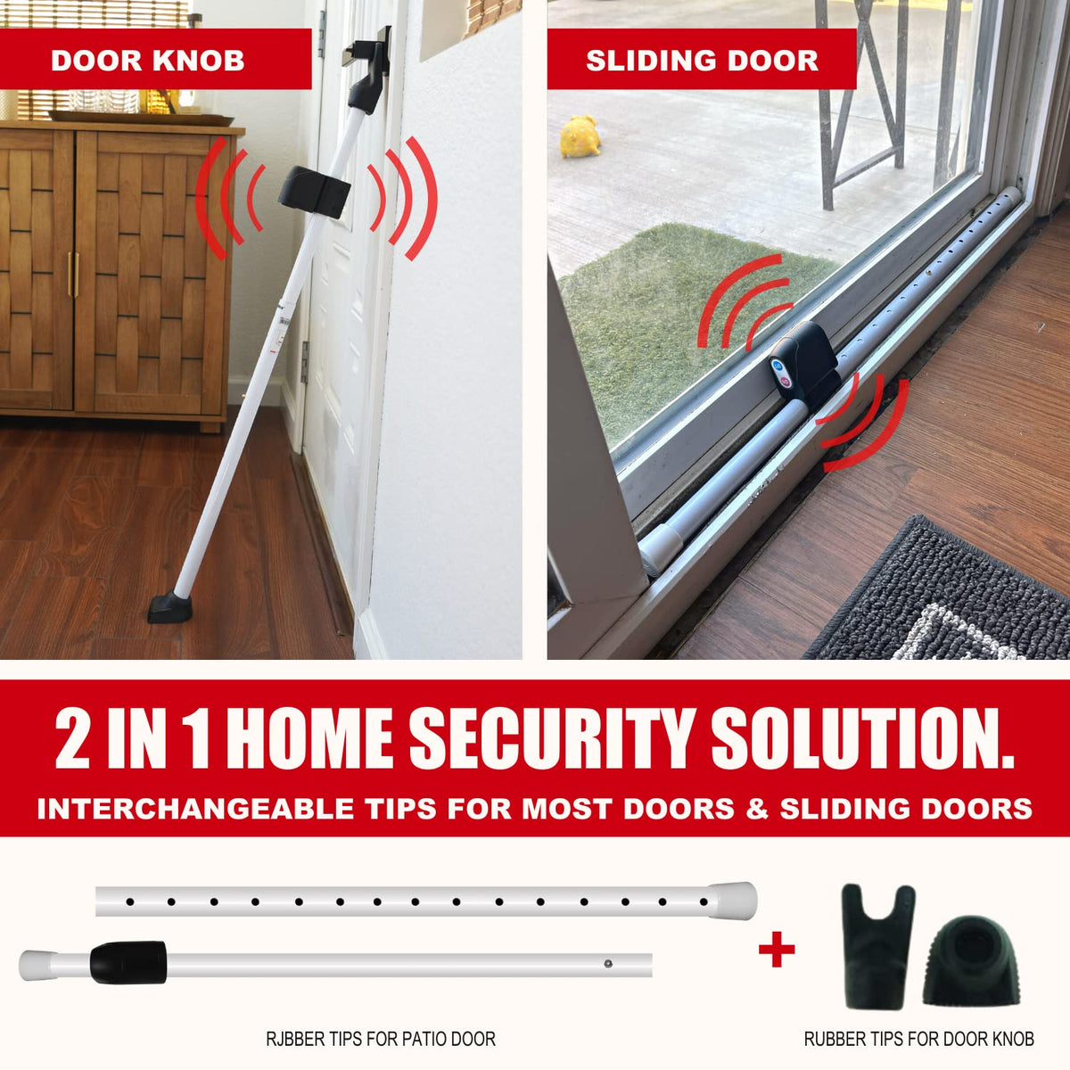 SecurityMan Door Security Bar with Alarm | 120dB Loud Alarm & Sliding Door Security
