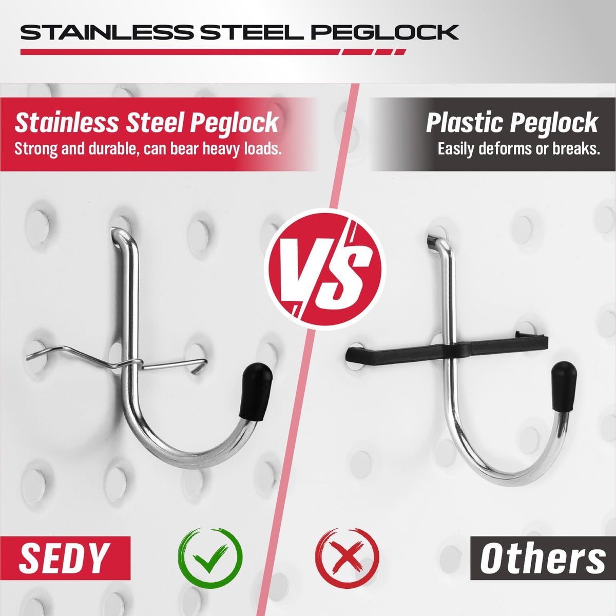 SEDY 300-Piece Pegboard Hook Set — Durable Chrome-Plated Organizer