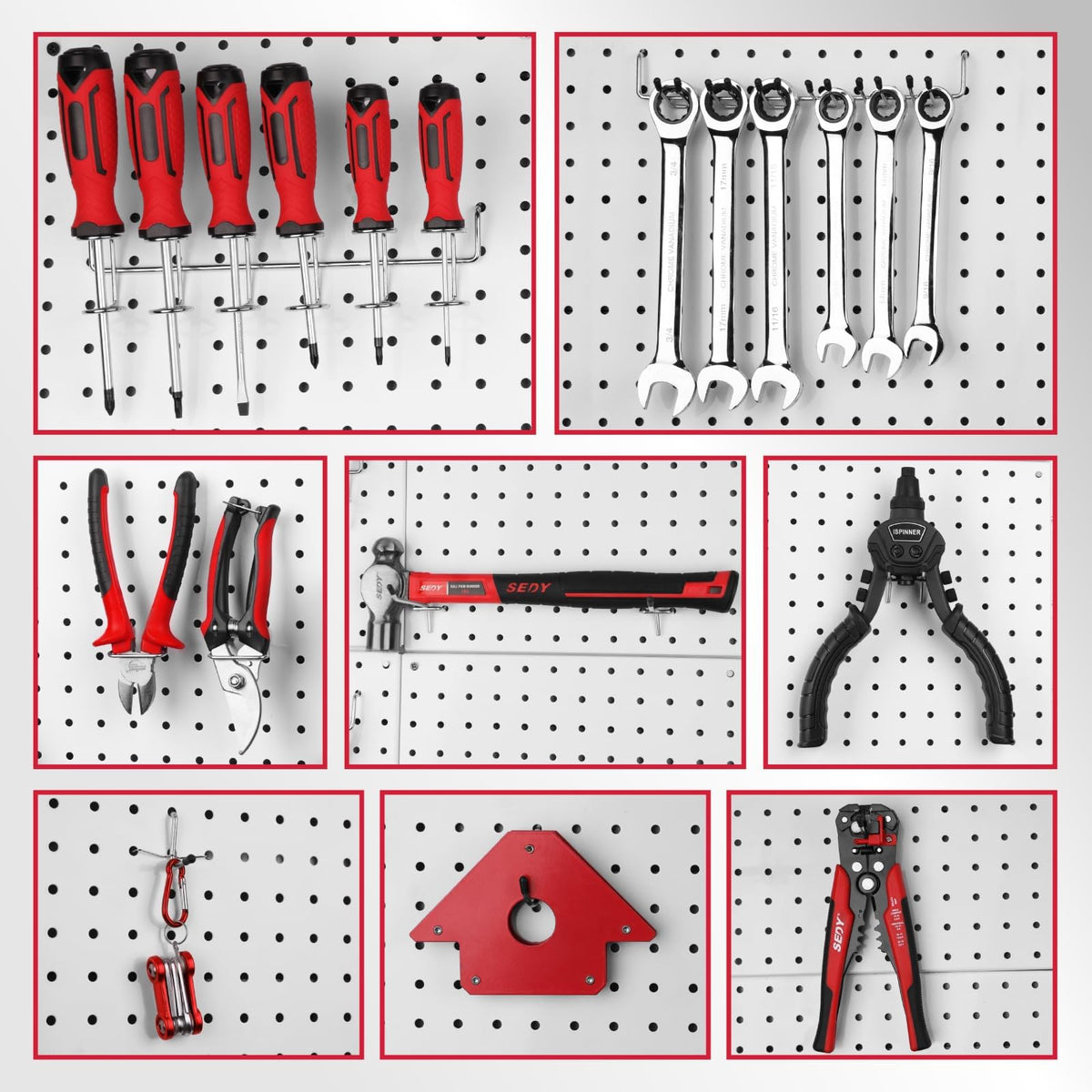 SEDY 300-Piece Pegboard Hook Set — Durable Chrome-Plated Organizer