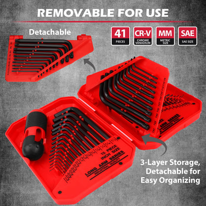 SEDY 41-Piece Hex Key Set with Torque Handle | SAE, Metric & Torx (Cr-V Steel, 3-Layer Case)