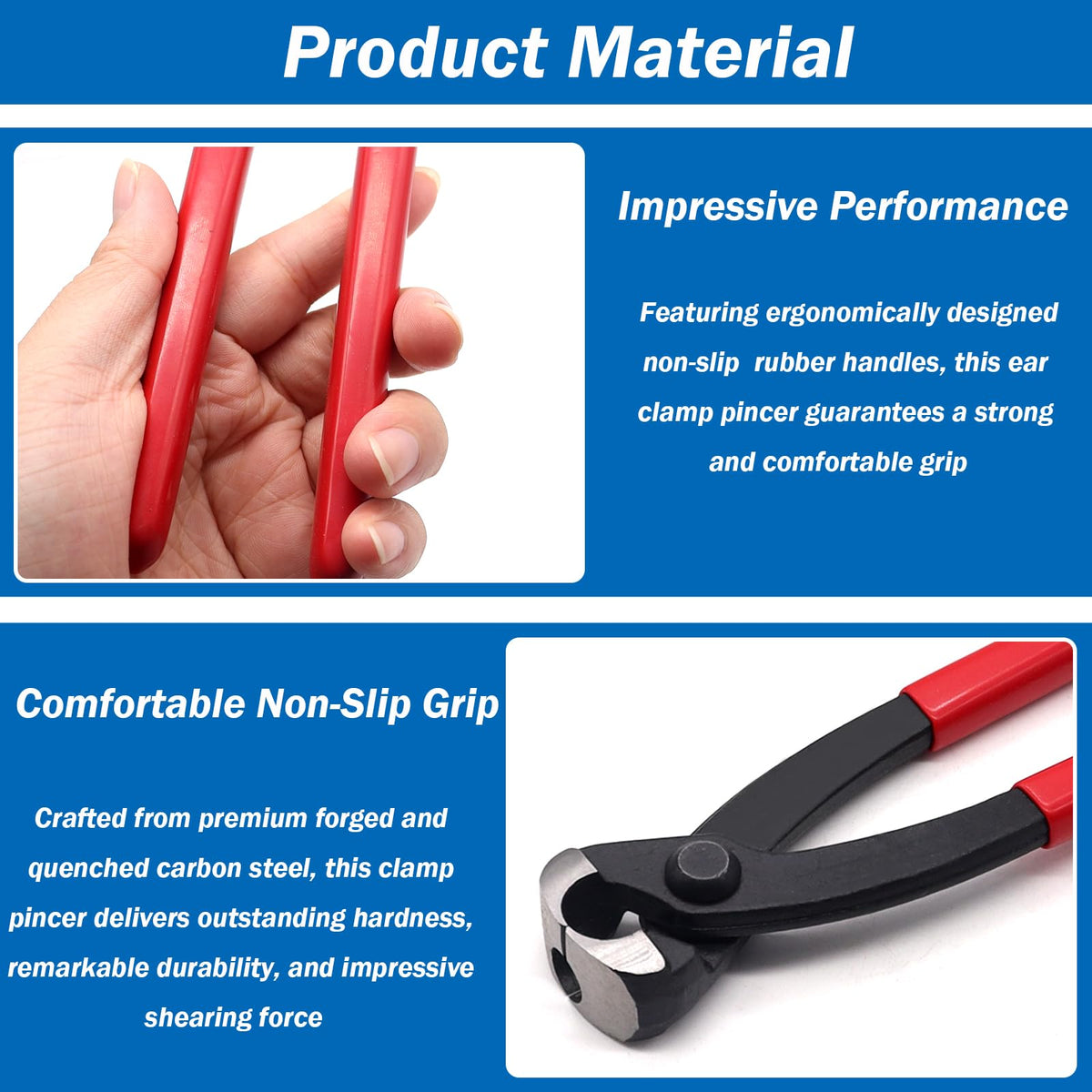 Seept Ear Clamp Pliers 9 Inch – Front & Side Jaw Hose Clamp Crimping Tool