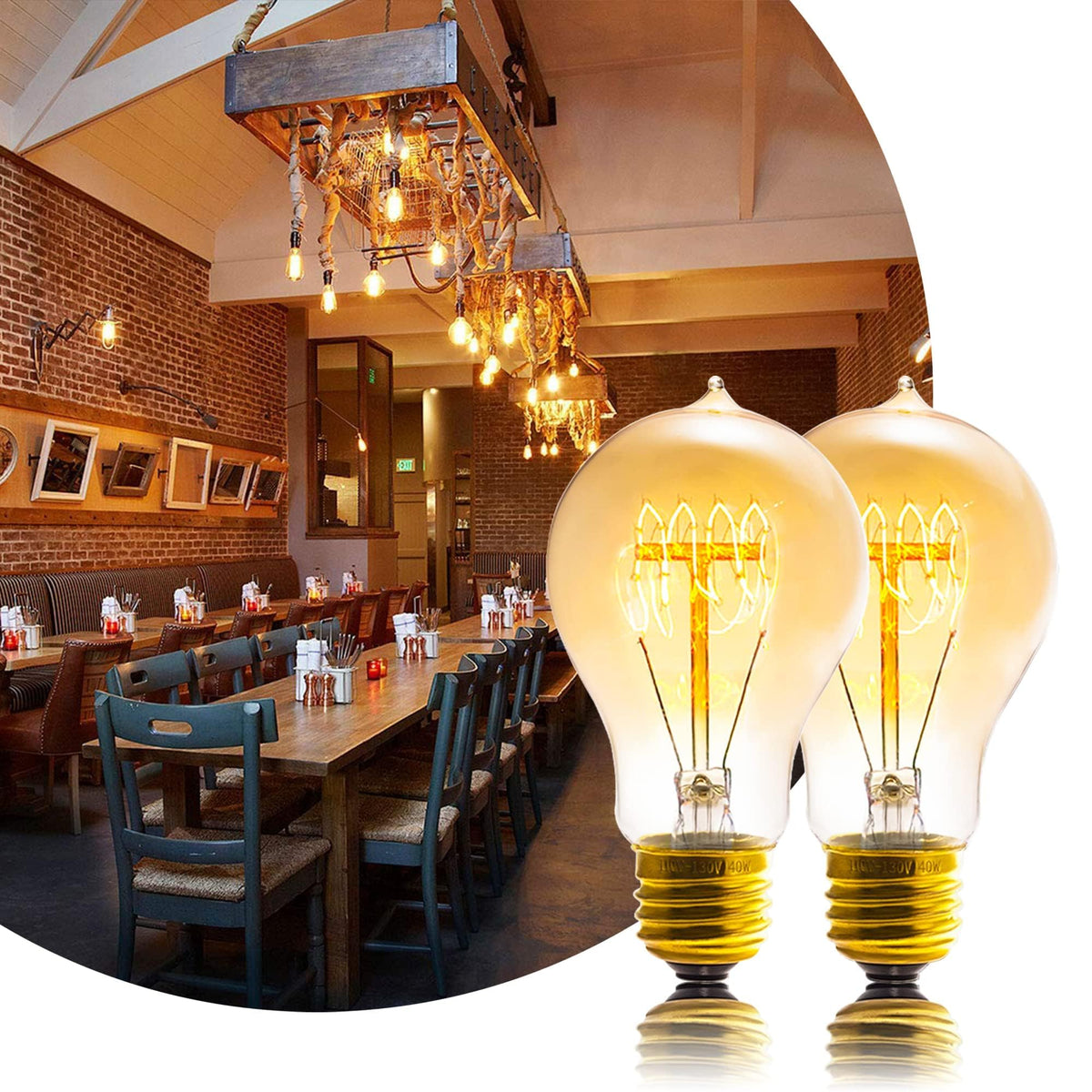 Sevici Edison Bulb 6 Pack – Amber 2200K Dimmable A19 Vintage Style